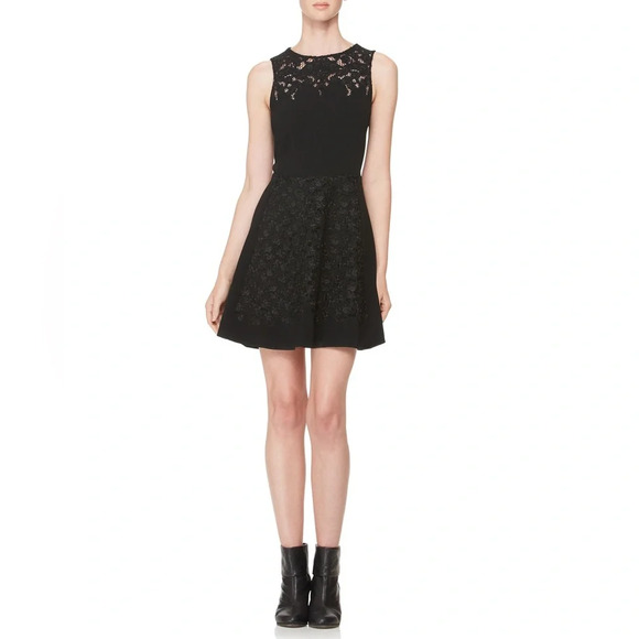 Rag & Bone Aya Lace-Panel Black Dress Size 2 - Picture 1 of 9